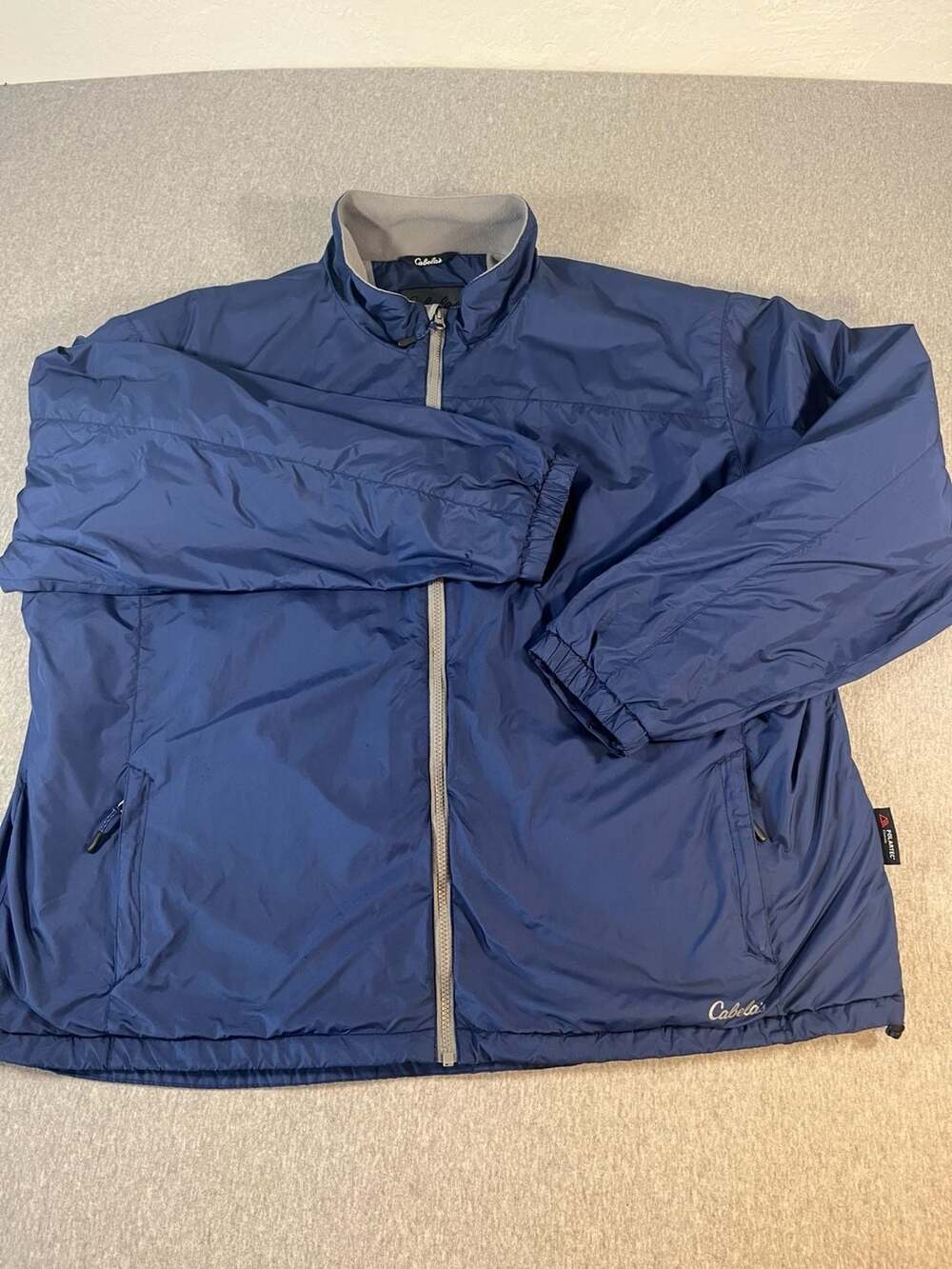Cabelas Blue Polartec Classic Full Zip Insulated Windbreaker Jacket Mens 2XL